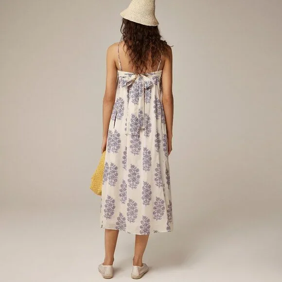 NWT J Crew Floaty Midi Dress in Block-Print Cotton Voile Size - Picture 3 of 5